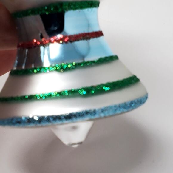 Shiny Brite Christopher Radko Stripe Various Shapes Red Green Ornament Set 2 Exc - Picture 7 of 10